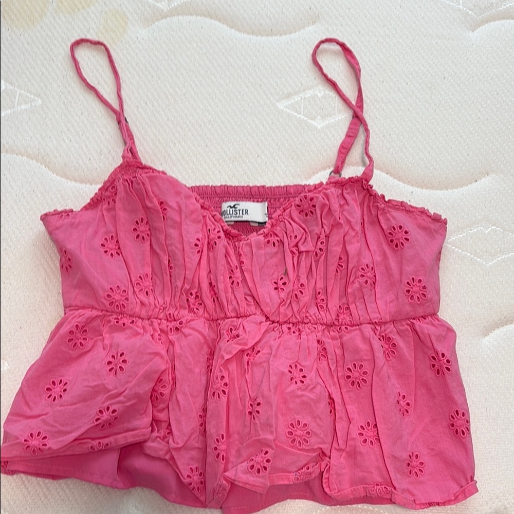 Hollister Pink Floral Eyelet Camisole